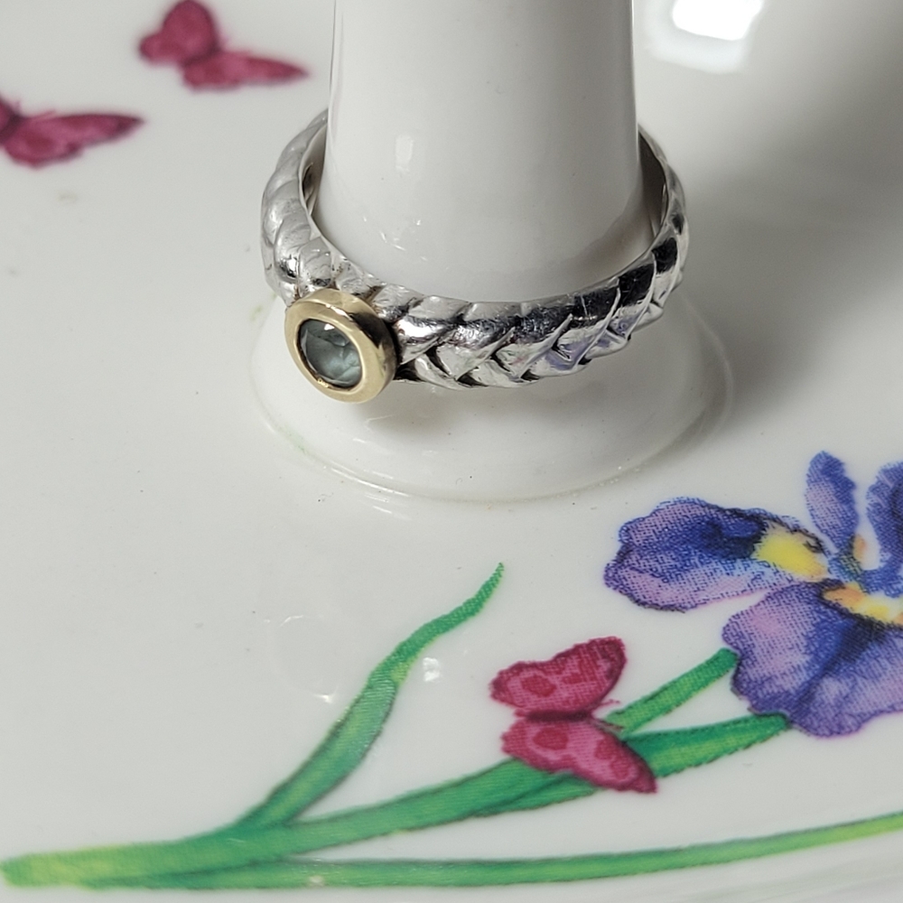 ❤ 925-SILVER AND 10K GOLD RING SIZE 7 - Picture 6 of 15